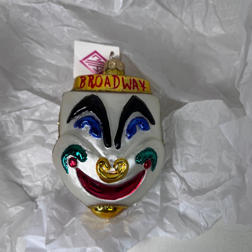 Vintage‎ Happy Sad Broadway Clown Face Ornament NYNY Theater Mask Holiday Poland